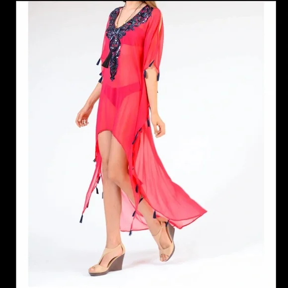 Embellished Sheer Cover Up